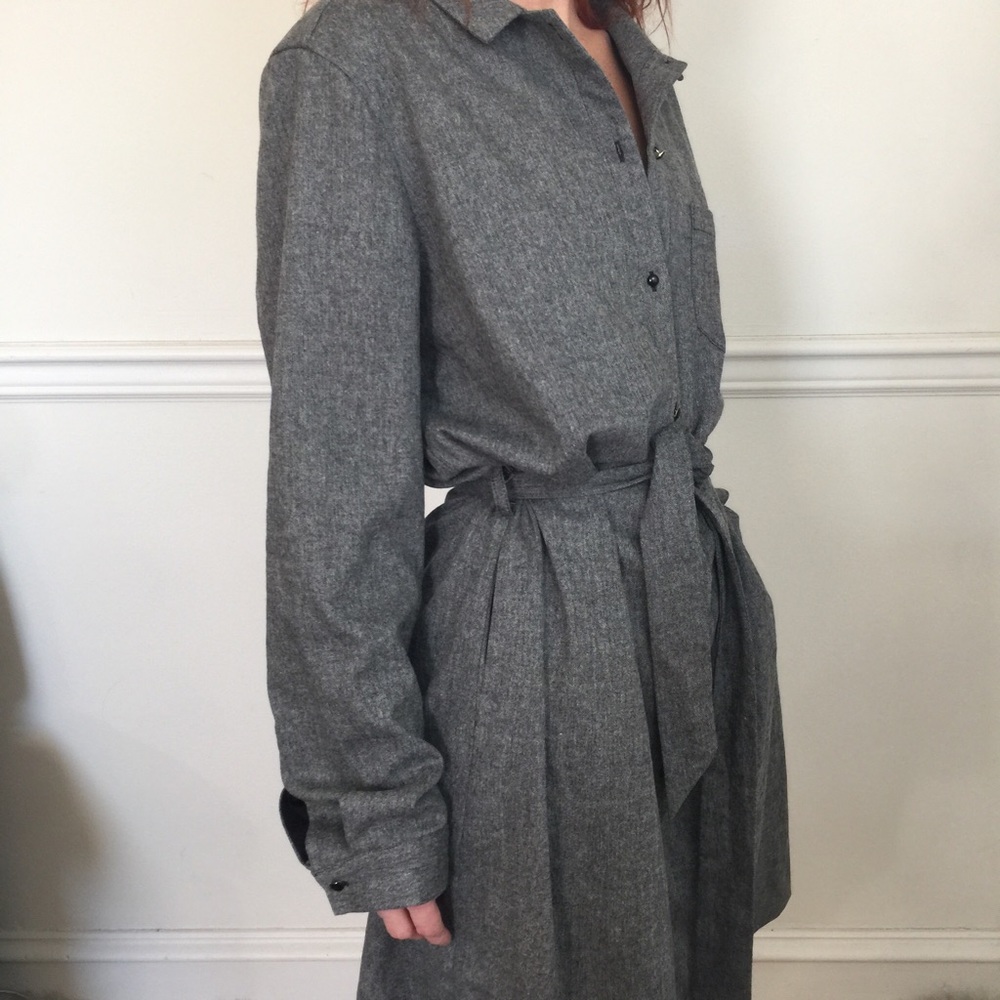 NWT Sezane Gray Camilla Waist Tie Shirt Dress - Picture 3 of 8